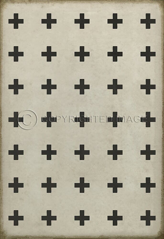 images Swiss Cross Black on White Vinyl Floor Cloth , 52x76, 70x102
