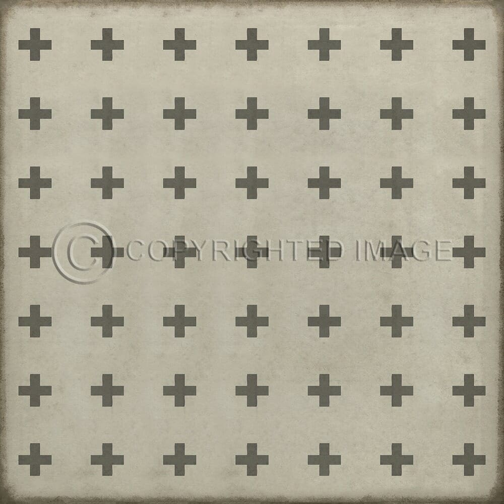 images Swiss Cross Grey on White Vinyl Floor Cloth , 96x96, 120x120