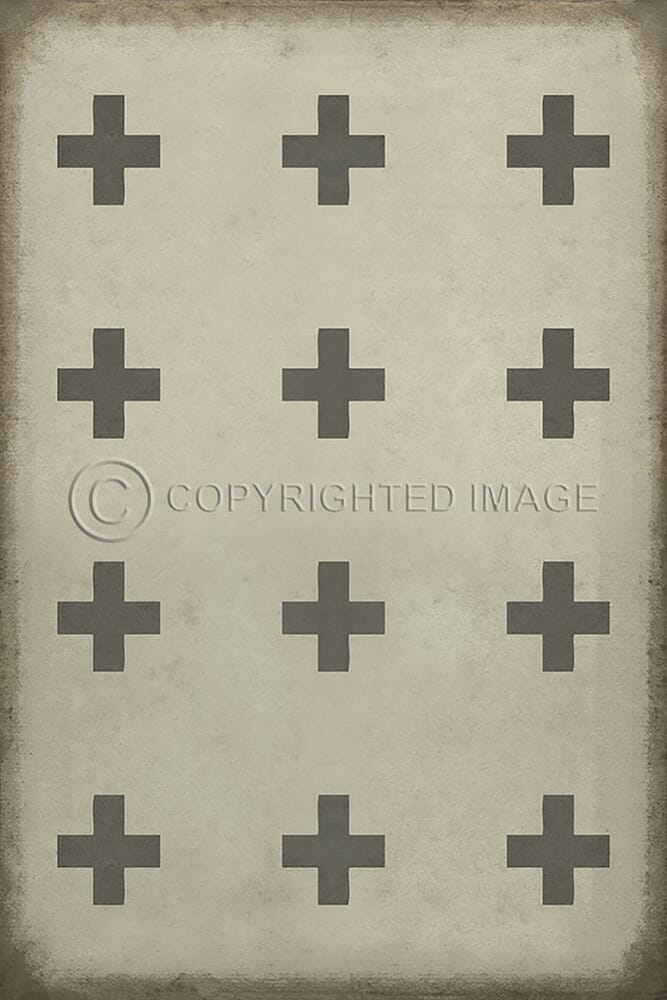 images Swiss Cross Grey on White Vinyl Floor Cloth , 20x30, 38x56