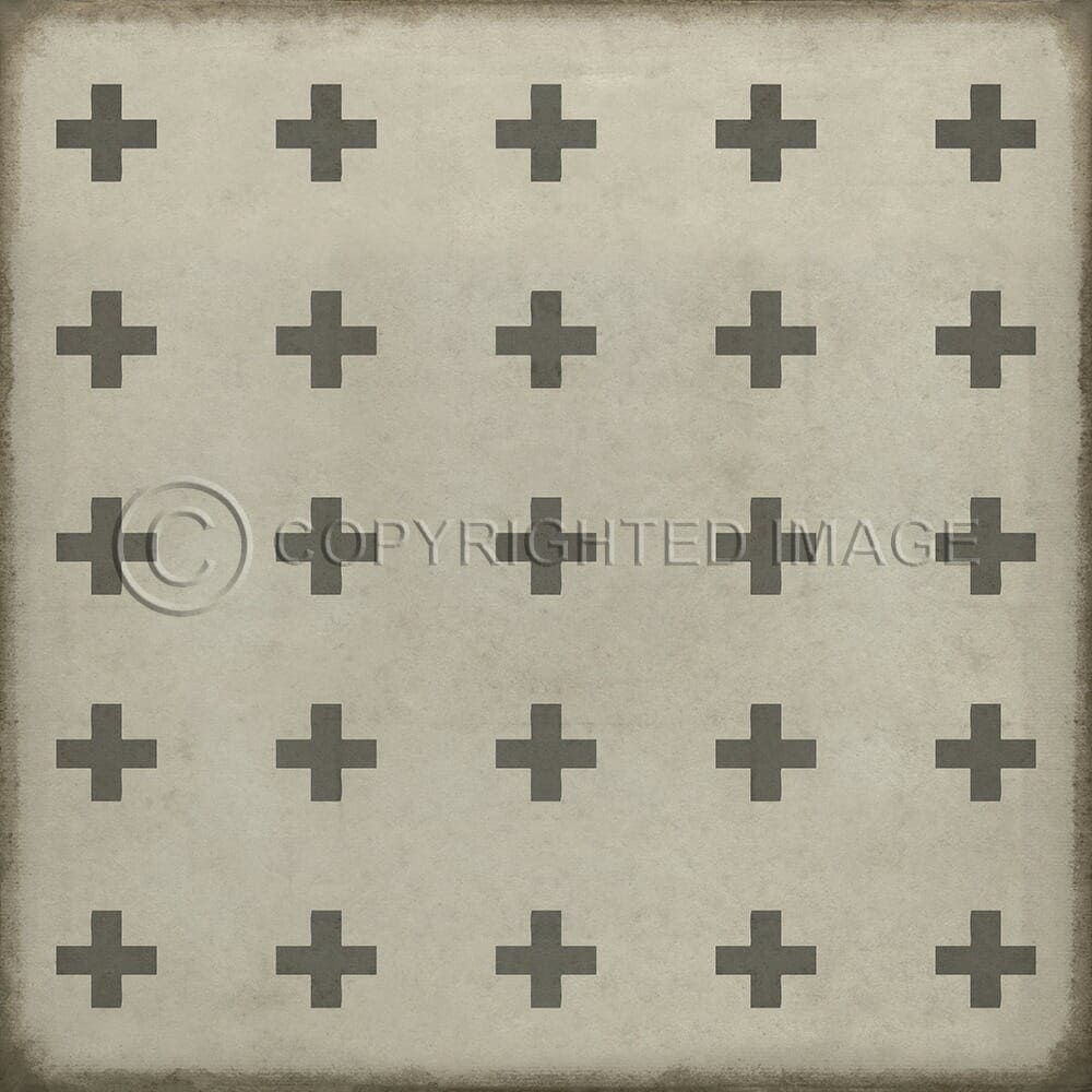 images Swiss Cross Grey on White Vinyl Floor Cloth , 36x36, 48x48
