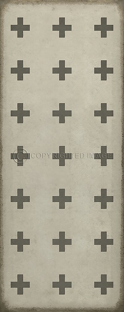 images Swiss Cross Grey on White Vinyl Floor Cloth , 36x90