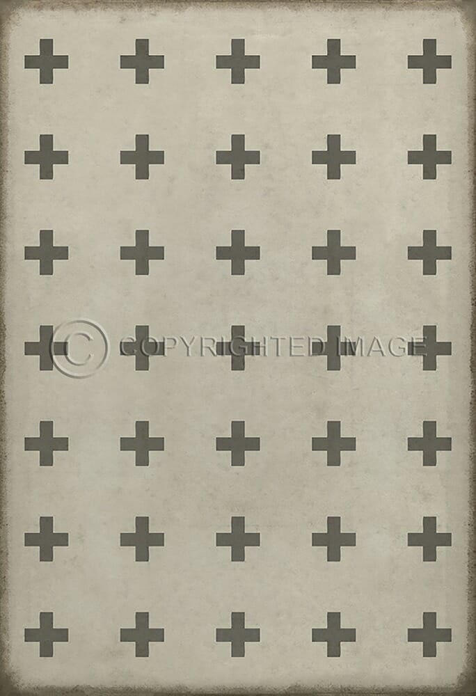images Swiss Cross Grey on White Vinyl Floor Cloth, 52x76, 70x102
