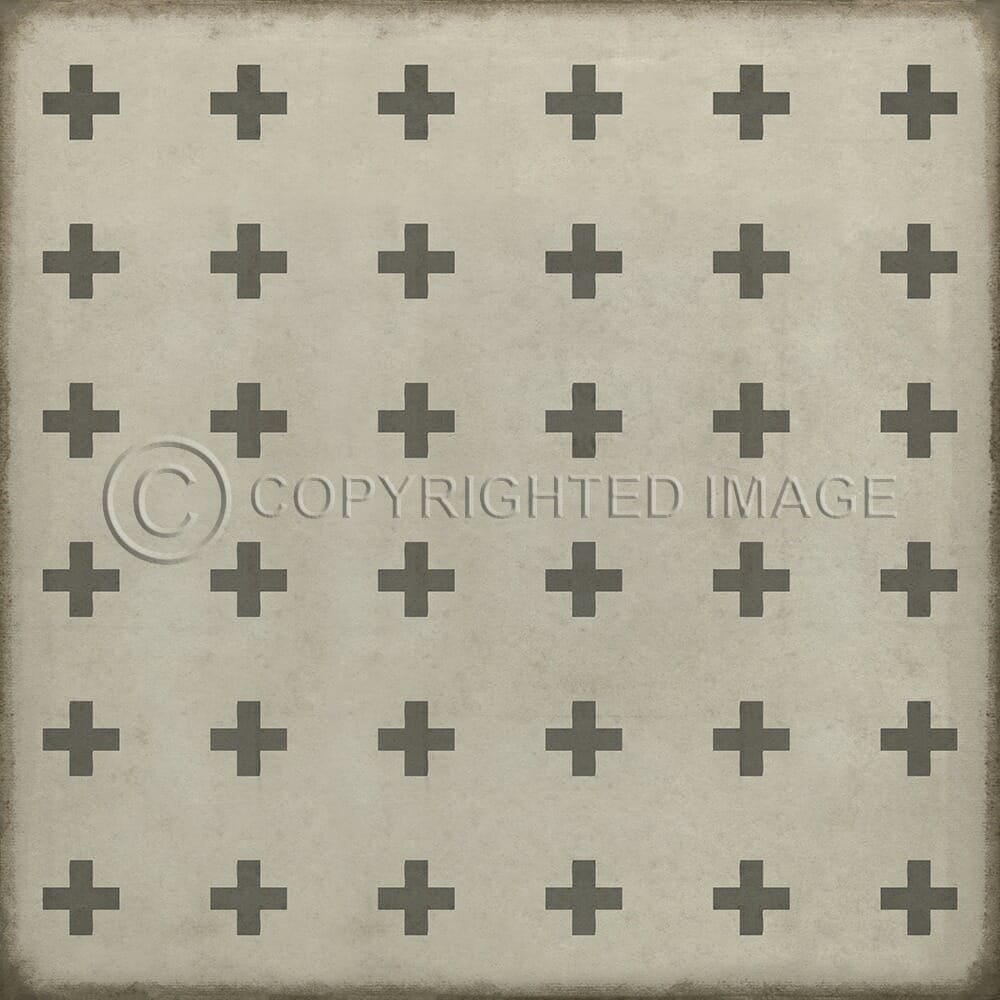 images Swiss Cross Grey on White Vinyl Floor Cloth , 60x60, 72x72