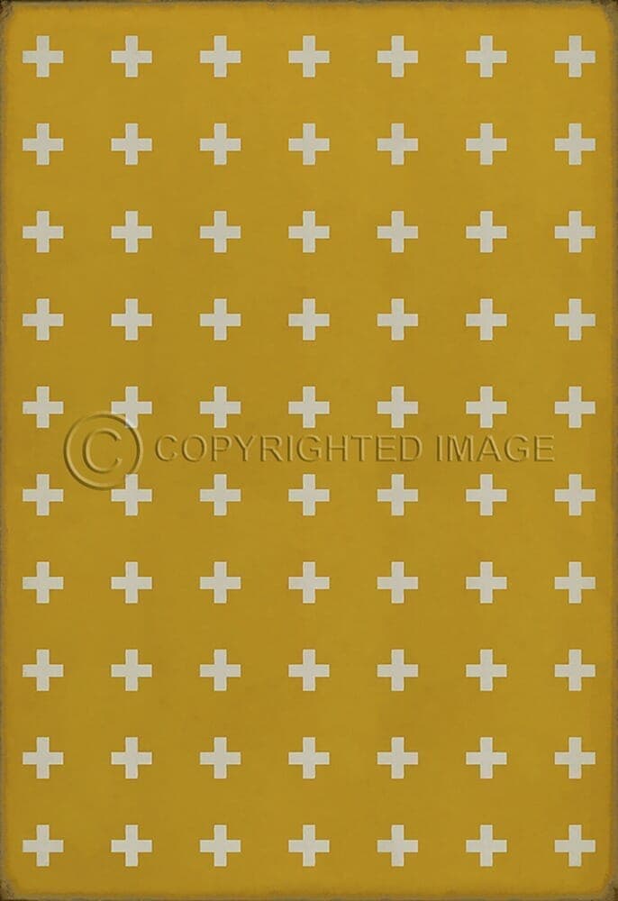 images Swiss Cross Honey Vinyl Floor Cloth, 96x140, 120x175