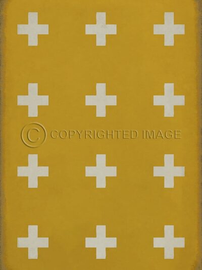 Swiss Cross Honey Vinyl Floor Cloth,  20x30, 38x56