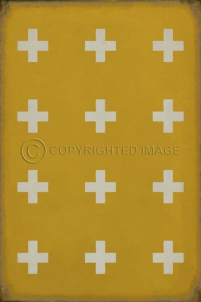 images Swiss Cross Honey Vinyl Floor Cloth, 20x30, 38x56