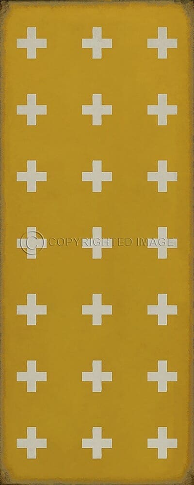images Swiss Cross Honey Vinyl Floor Cloth, 36x90