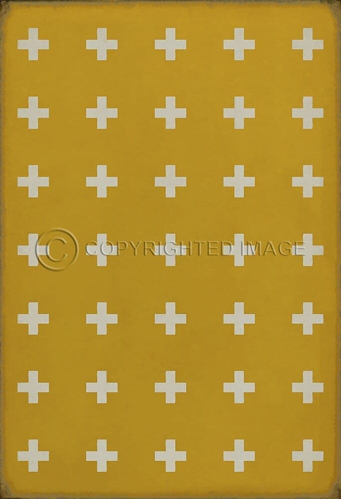 images Swiss Cross Honey Vinyl Floor Cloth, 52x76, 70x102