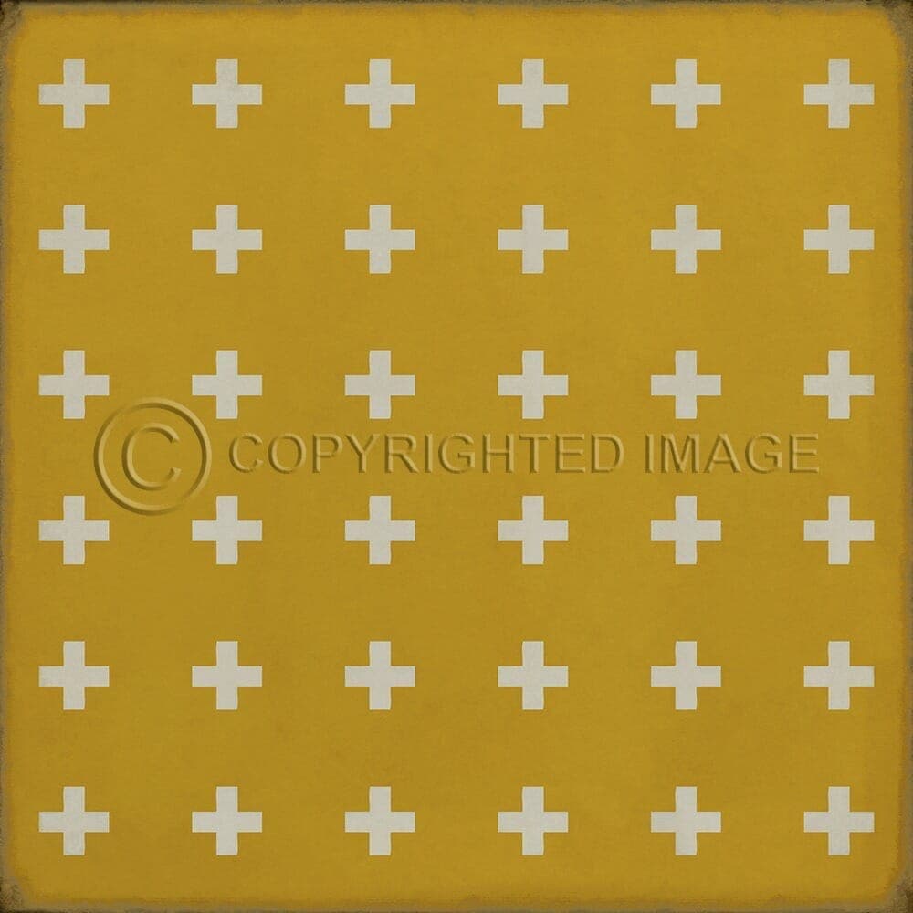 images Swiss Cross Honey Vinyl Floor Cloth, 60x60, 72x72