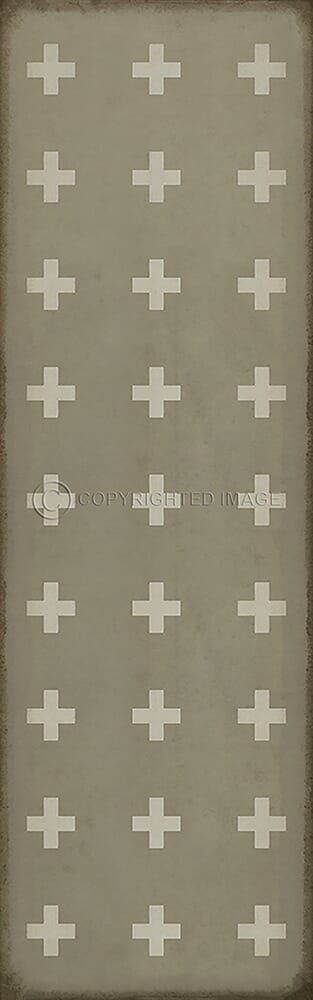 images Swiss Cross Linen Vinyl Floor Cloth , 36x115