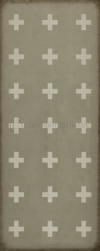 images Swiss Cross Linen Vinyl Floor Cloth , 36x90