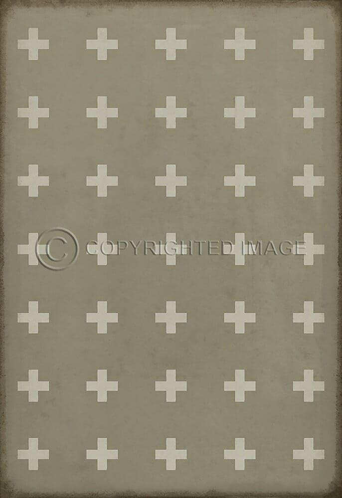 images Swiss Cross Linen Vinyl Floor Cloth , 52x76, 70x102