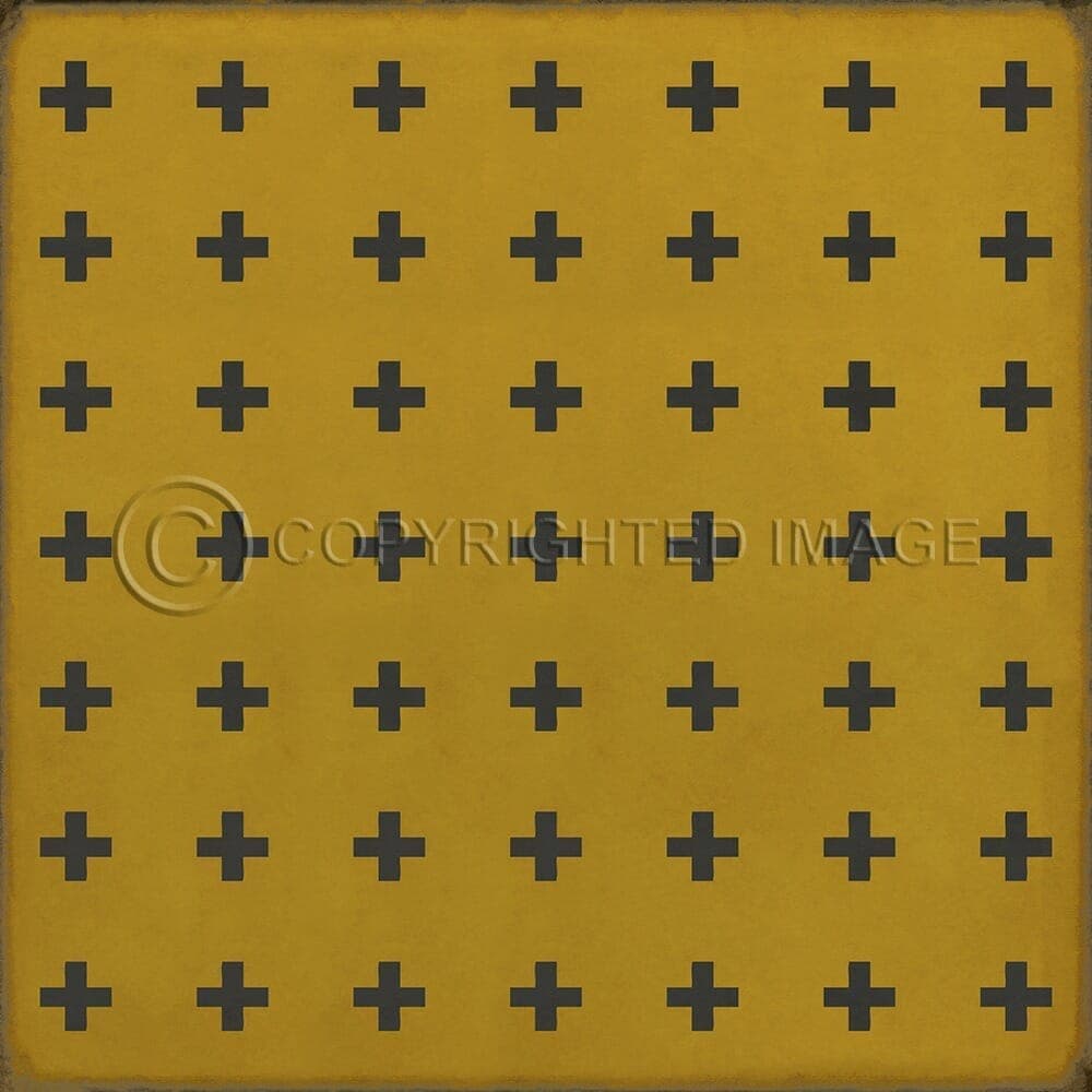 images Swiss Cross Mustard Vinyl Floor Cloth , 96x96, 120x120