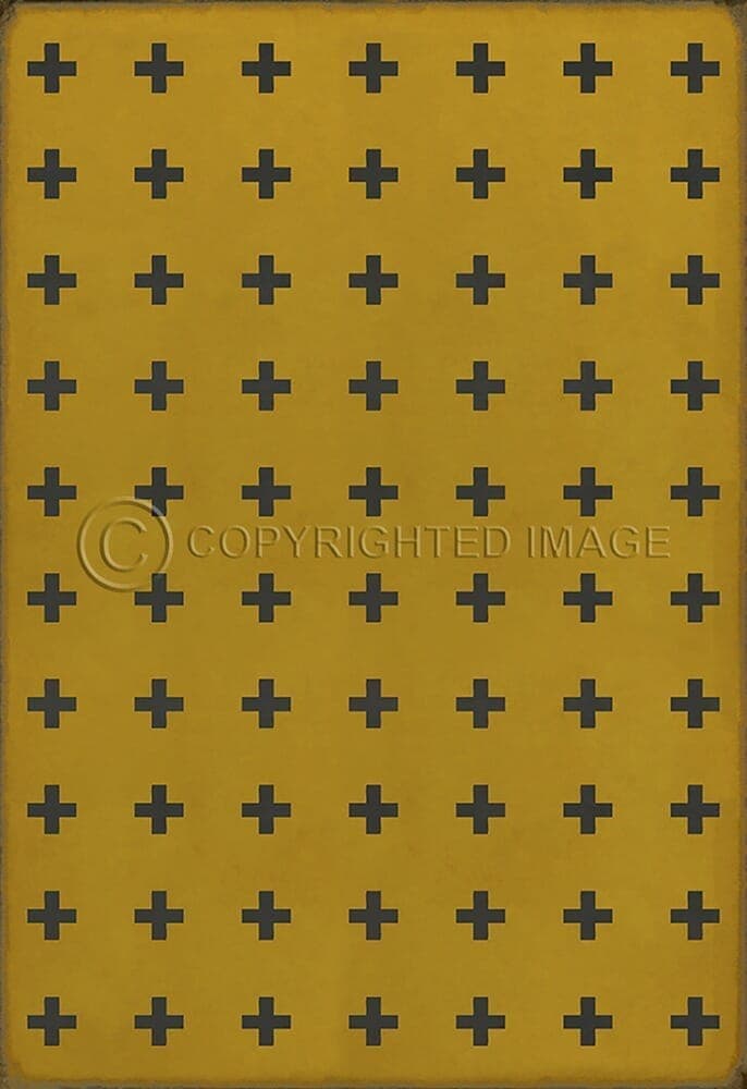 images Swiss Cross Mustard Vinyl Floor Cloth , 96x140, 120x175