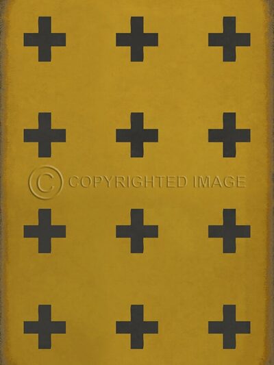 Swiss Cross Mustard Vinyl Floor Cloth , 20x30, 38x56