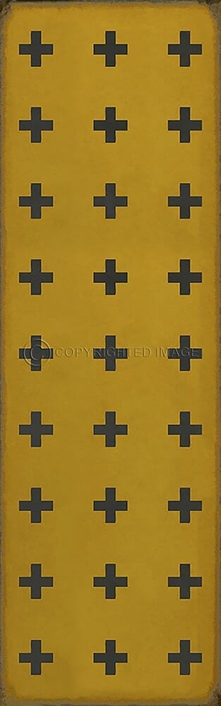 images Swiss Cross Mustard Vinyl Floor Cloth , 36x115