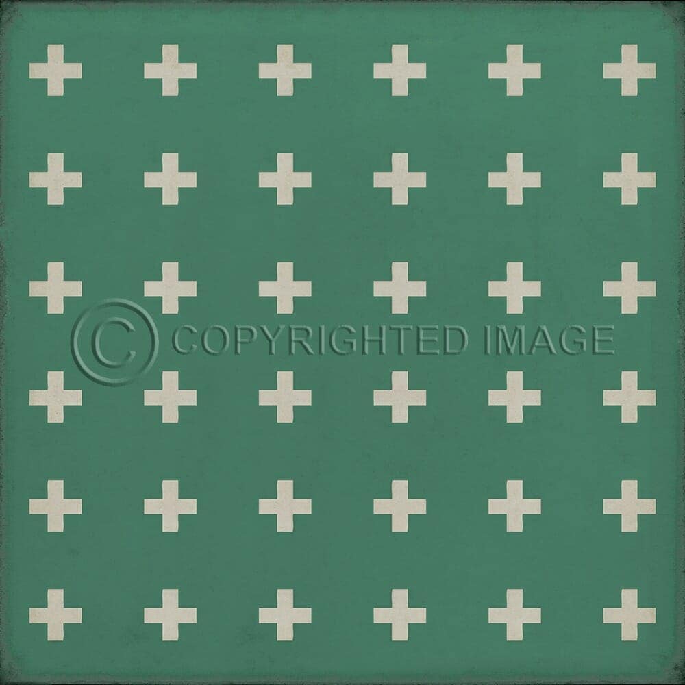 images Swiss Cross Teal Vinyl Floor Cloth , 60x60, 72x72