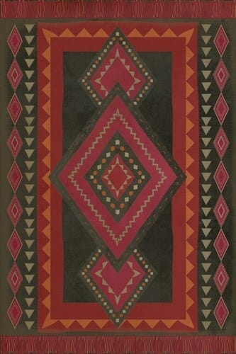The Tribal Fire Vinyl Floor Cloth , 20x30, 38x56, 56x72, 70x102, 96x140,