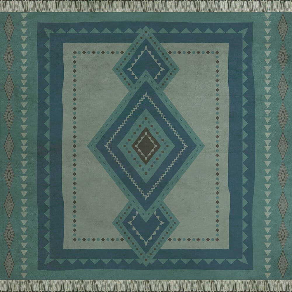 images The Tribal Ocean Vinyl Floor Cloth , 36x36, 48x48, 60x60, 72x72, 96x96, 120x120