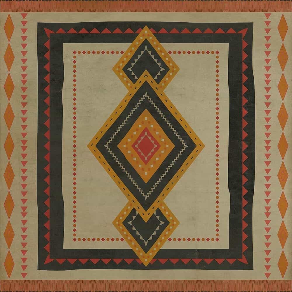 images The Tribal Sunrise Vinyl Floor Cloth , 36x36, 48x48, 60x60, 72x72, 96x96, 120x120