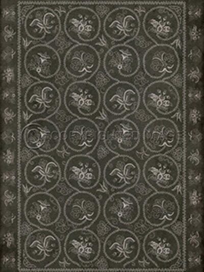 Spicher Vinyl Floor Cloths, Arabesque Charcoal Vinyl Floor Cloth