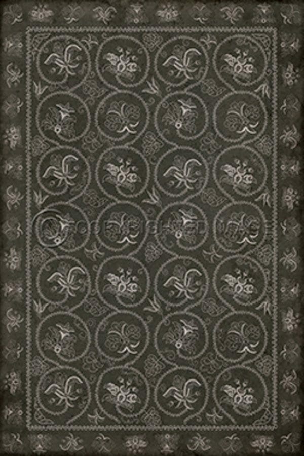 images Spicher Vinyl Floor Cloths, Arabesque Charcoal Vinyl Floor Cloth