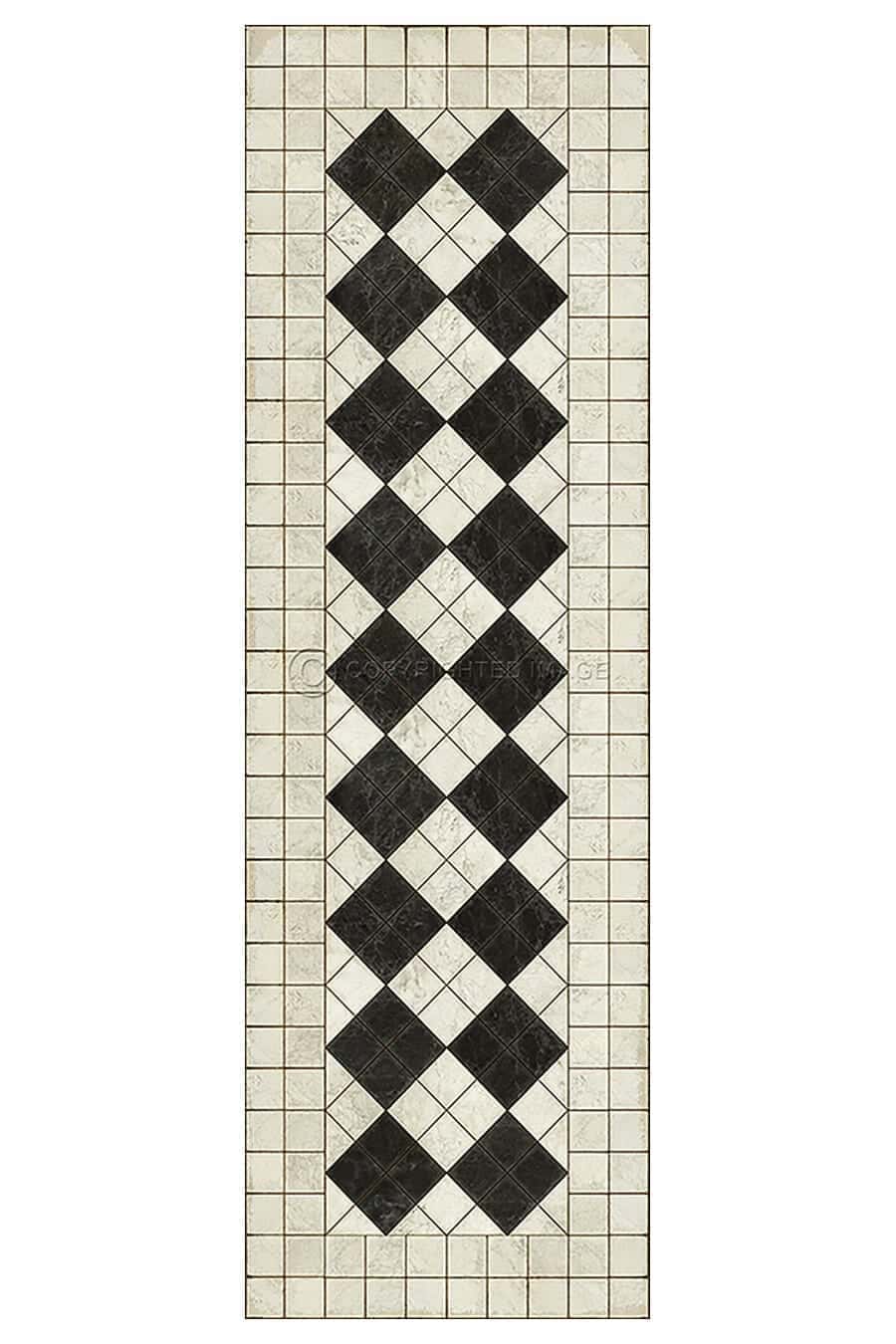 images Argyle Light Border Vinyl Floor Cloth, 36 x 115 Runner