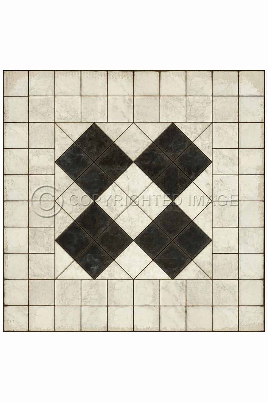 images Argyle Light Border Vinyl Floor Cloth, 36 x 36, 48 x 48 Square