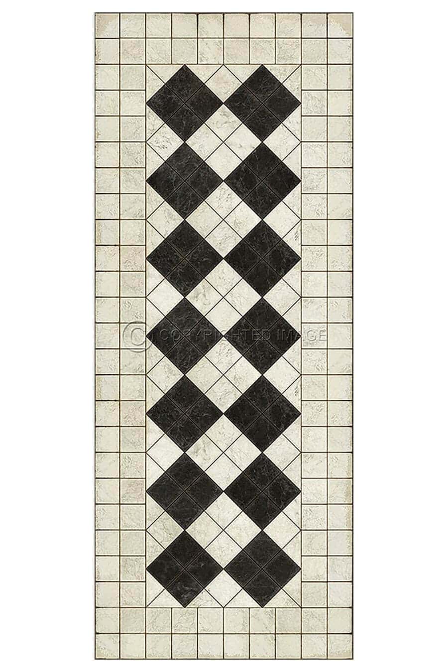 images Argyle Light Border Vinyl Floor Cloth, 36 x 90 Runner