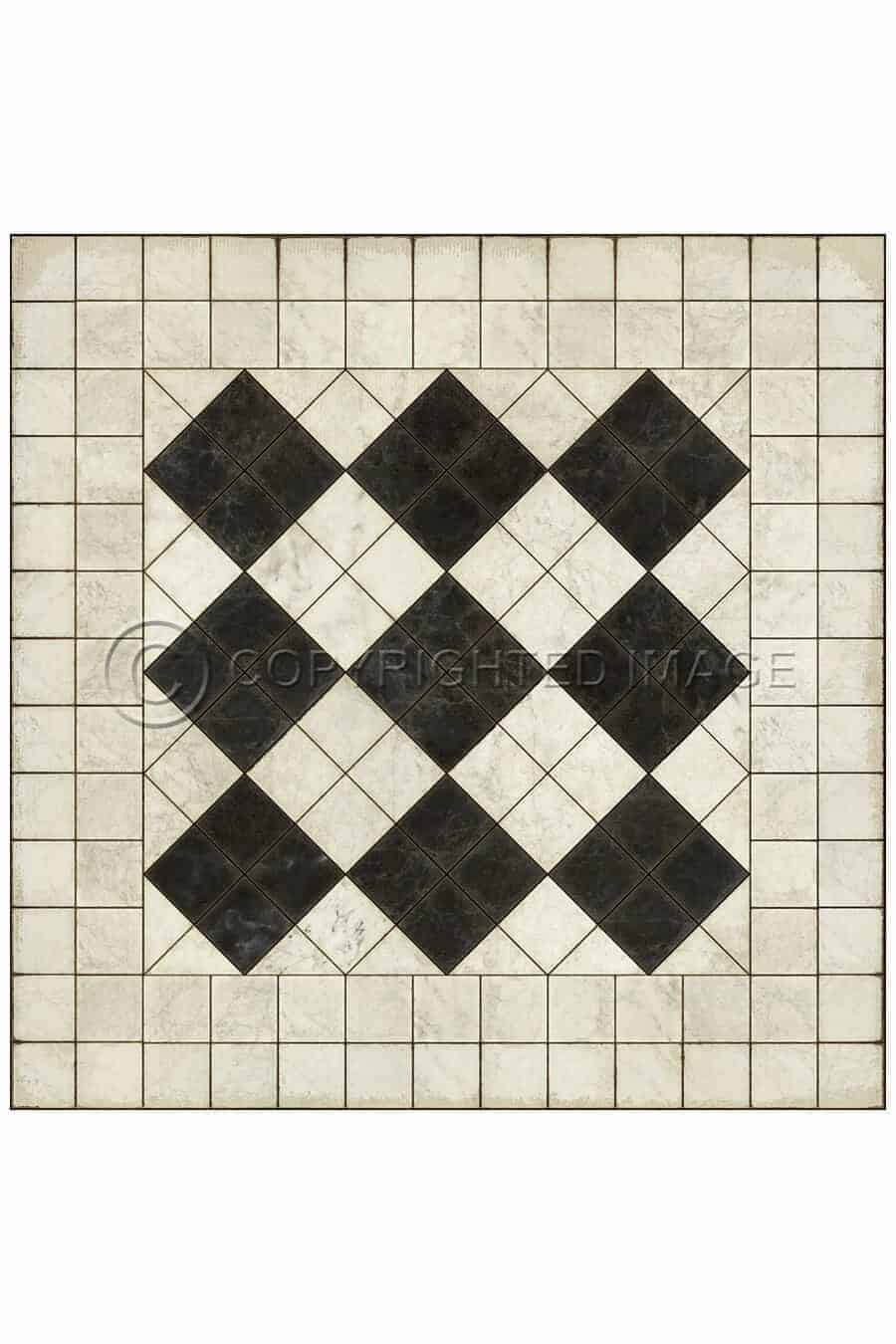 images Argyle Light Border Vinyl Floor Cloth, 60 x 60, 72 x 72