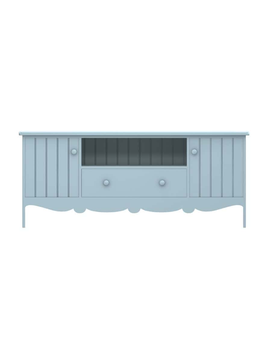 Cleaves TV Cabinet, 1 Drawer, Scroll Apron, Beadboard Interior Back Panel, Wood Doors, Ocean Air
