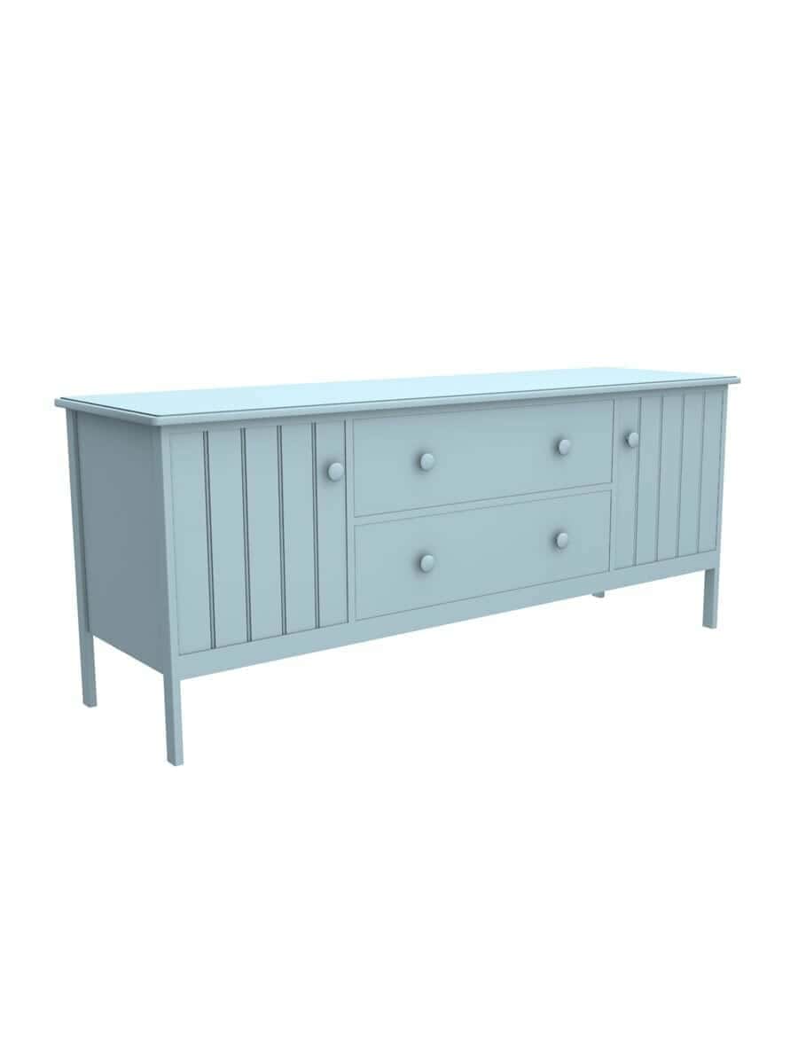 images Cleaves TV Cabinet with 2 Drawers, Straight Apron, Wood Doors, Ocean Air