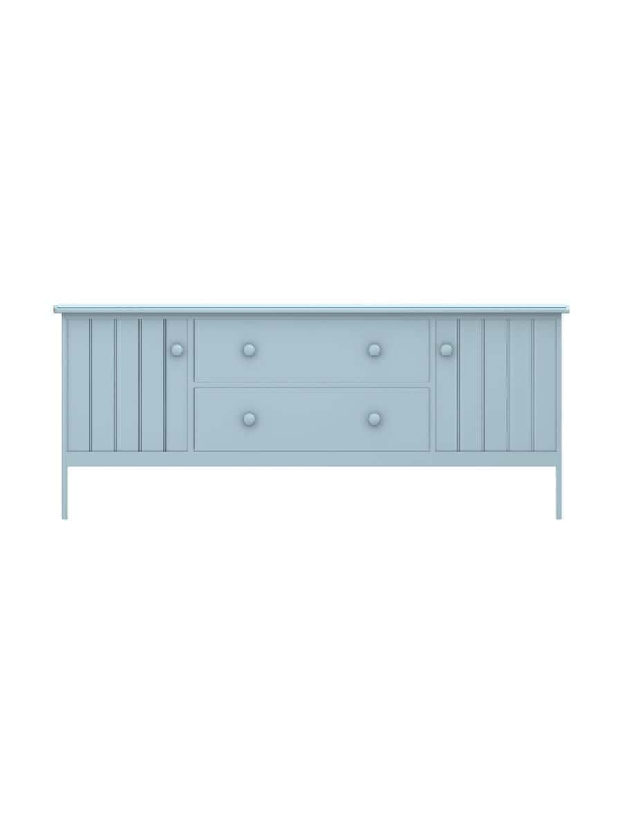 images Cleaves TV Cabinet with 2 Drawers, Straight Apron, Wood Doors, Ocean Air