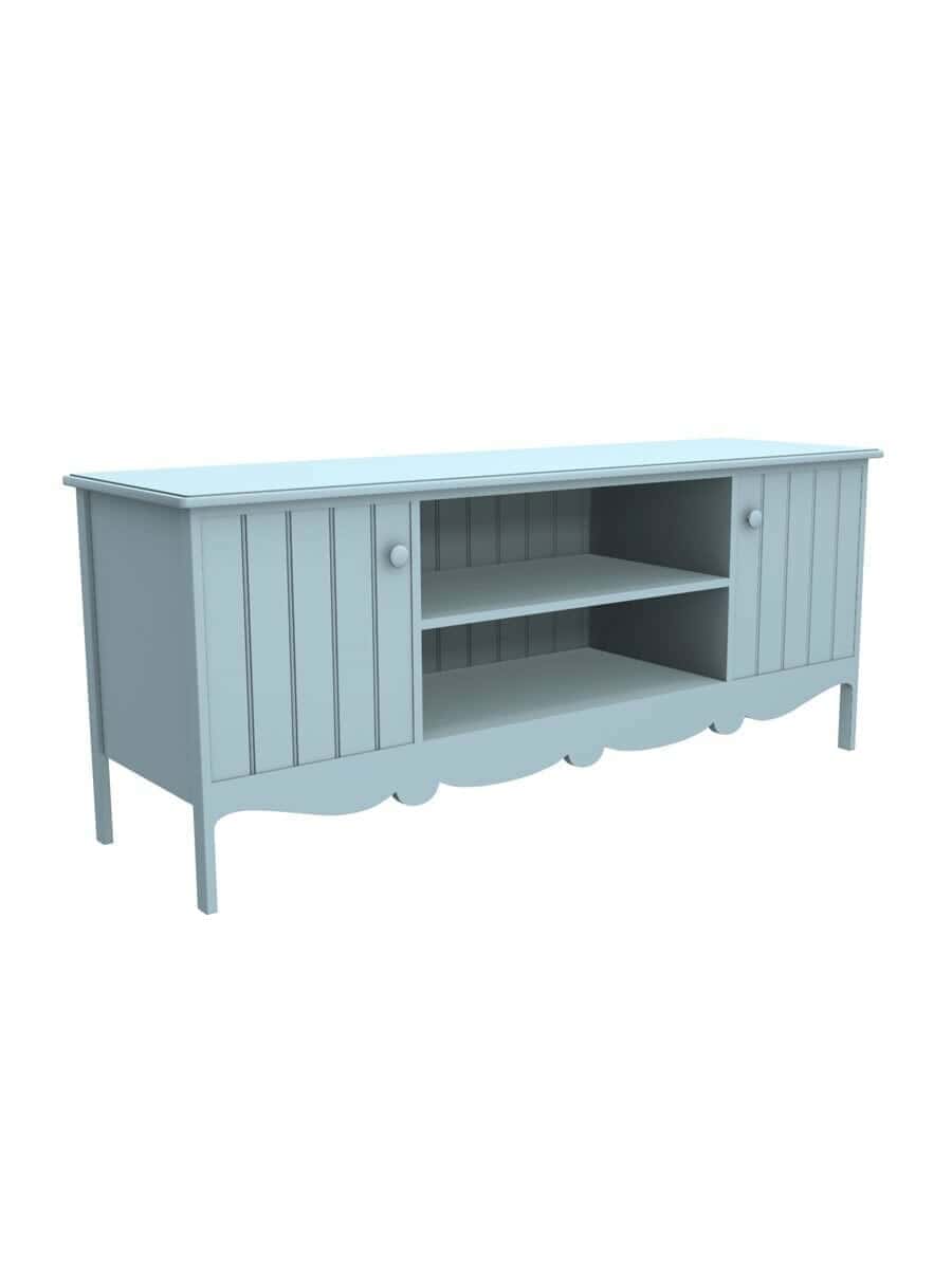 Cleaves TV Cabinet, Scroll Apron, Beadboard Interior Back Panel, Wood Doors, Ocean Air