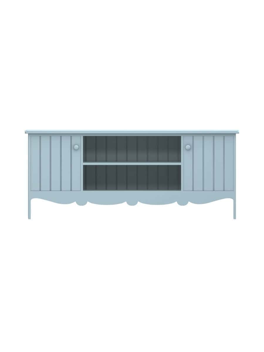 Cleaves TV Cabinet, Scroll Apron, Beadboard Interior Back Panel, Wood Doors, Ocean Air