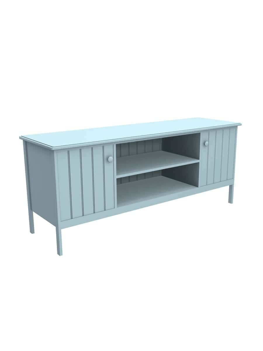 Cleaves TV Cabinet, Straight Apron, Beadboard Interior Back Panel, Wood Doors, Ocean Air