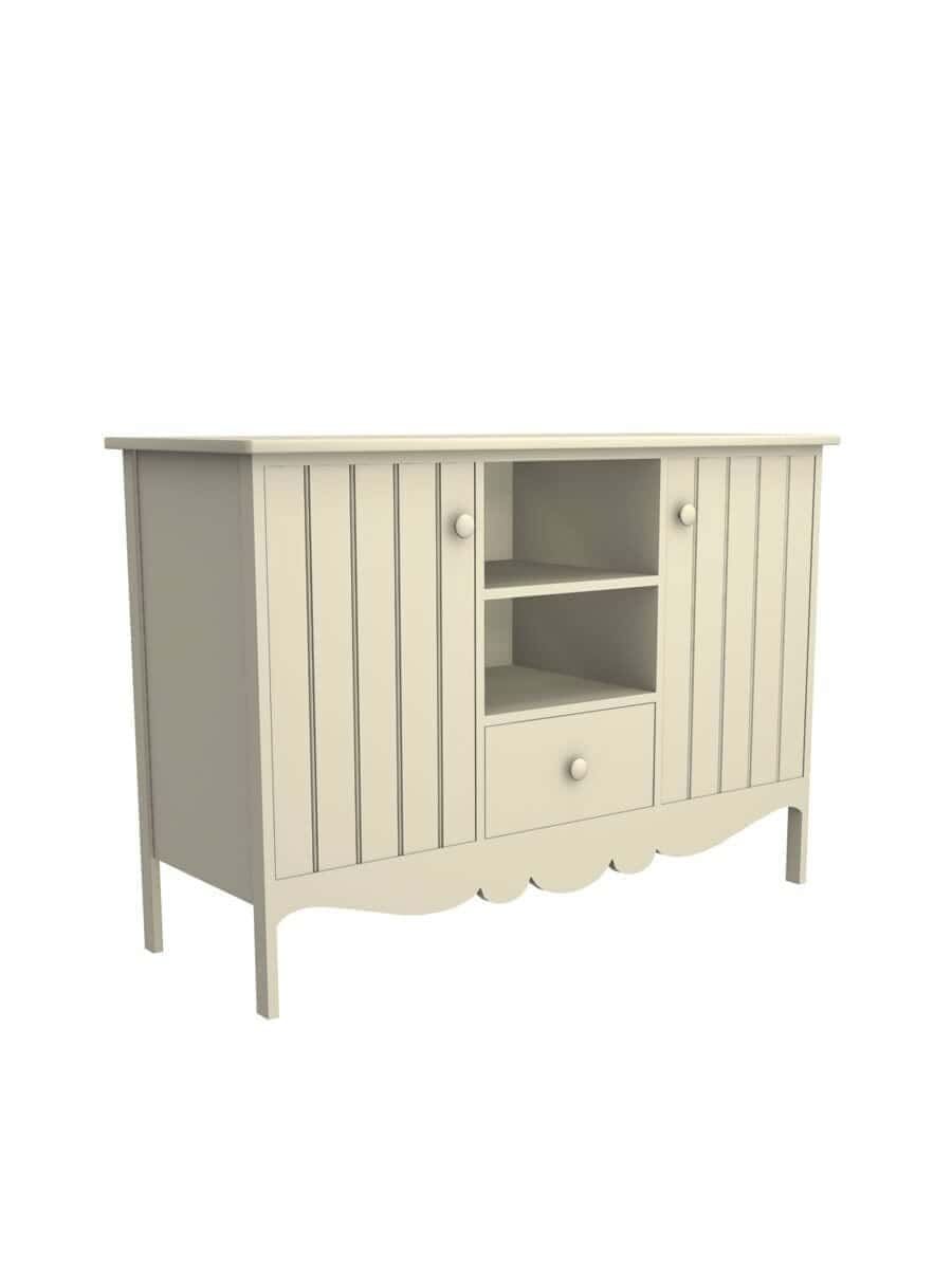 Colony Buffet with 1 Drawer, Scroll Apron, Beadboard Interior Rear Panel, Wood Doors, Fresh Cream