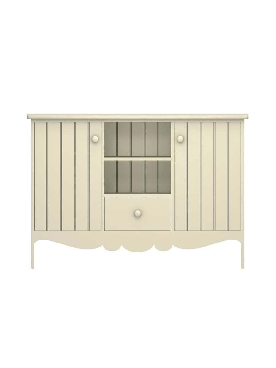 Colony Buffet with 1 Drawer, Scroll Apron, Beadboard Interior Rear Panel, Wood Doors, Fresh Cream