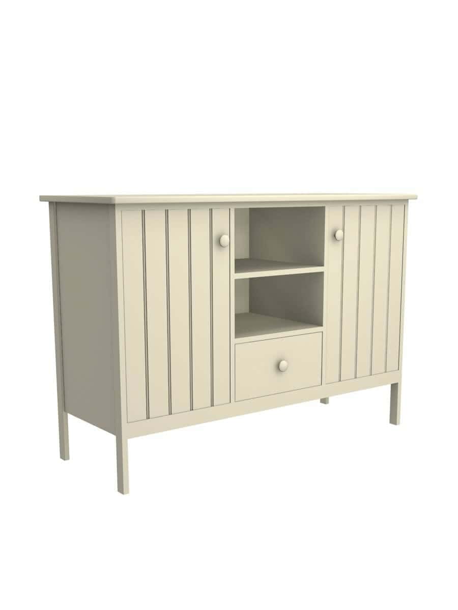 Colony Buffet with 1 Drawer, Straight Apron, Beadboard Interior Rear Panel, Wood Doors, Fresh Cream