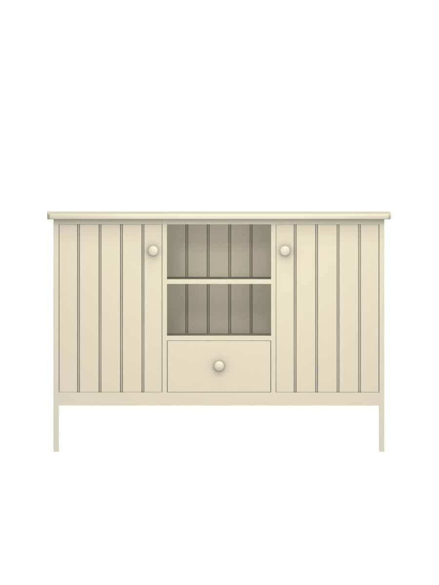 Colony Buffet with 1 Drawer, Straight Apron, Beadboard Interior Rear Panel, Wood Doors, Fresh Cream