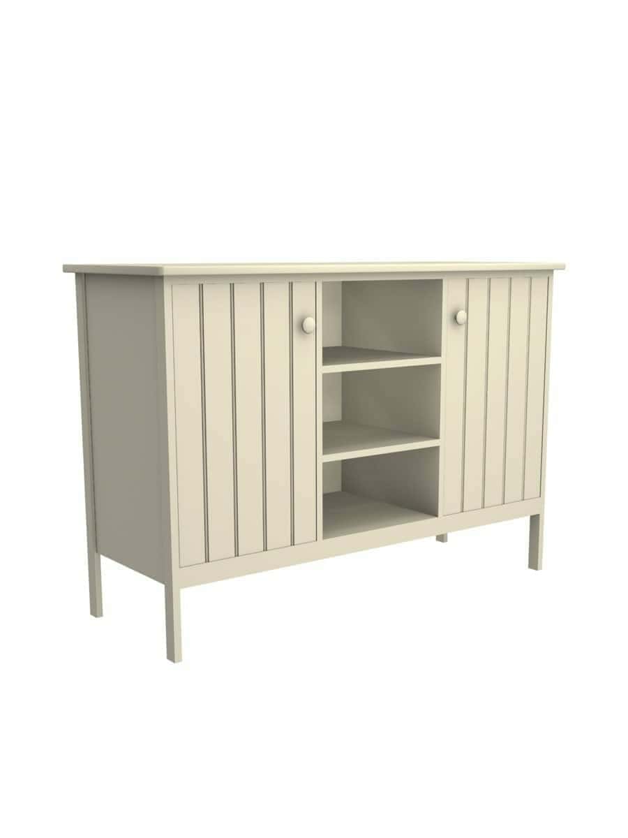 images Colony Buffet with Cubbies, Center Cubbies, Straight Apron, Beadboard Interior Rear Panel, Wood Doors, Fresh Cream