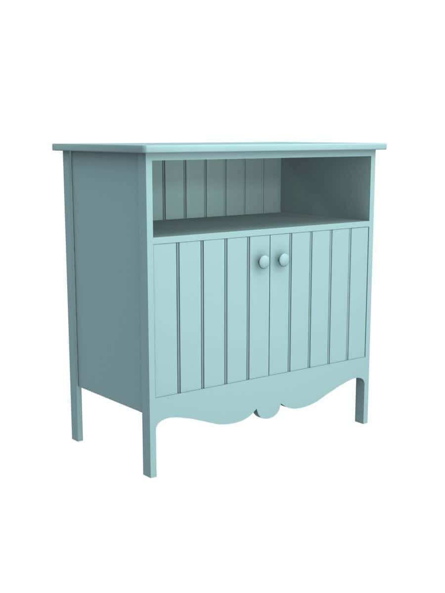 images Higgins Buffet with Cubbie, Straight Apron, Beadboard Interior Back Panel, Wood Doors, Aquamarine