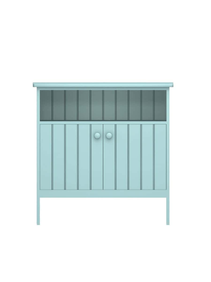 images Higgins Buffet with Cubbie, Straight Apron, Beadboard Interior Back Panel, Wood Doors, Aquamarine