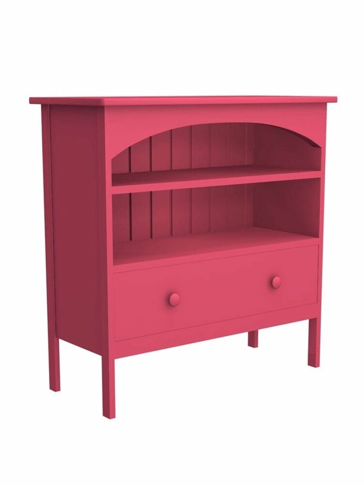 images Popham 1 Drawer Bookcase, Arch, Beadboard Interior Back Panel, Beach Rose