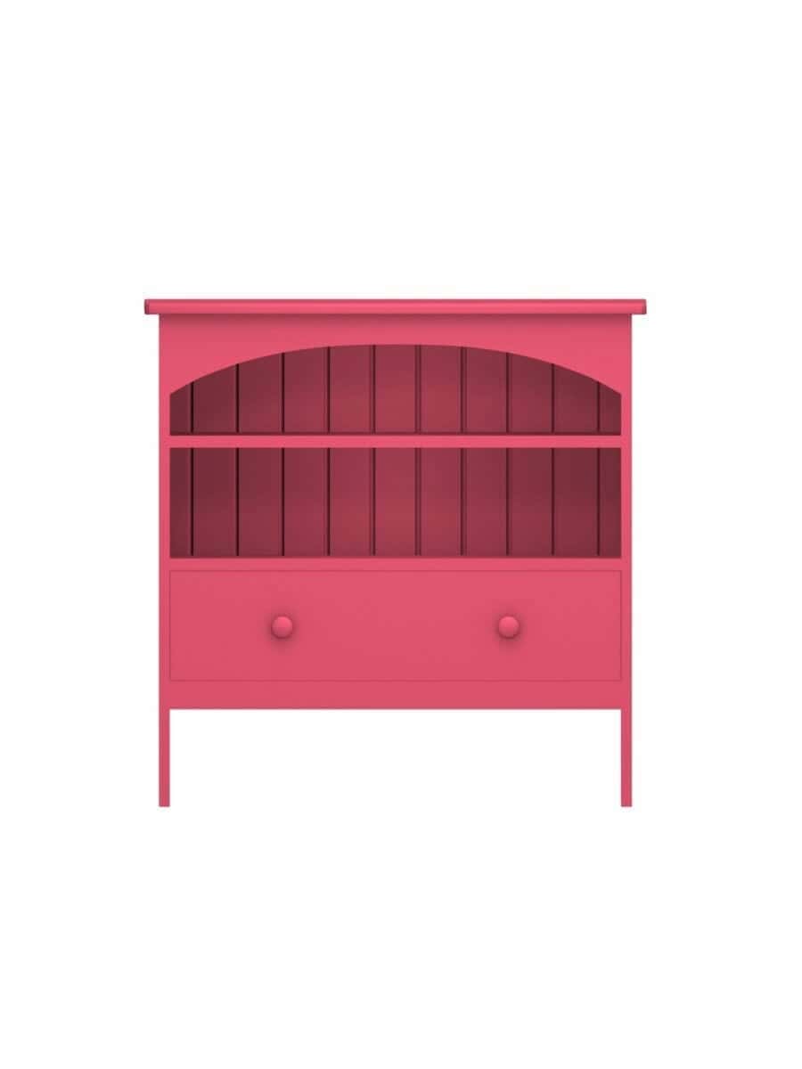 images Popham 1 Drawer Bookcase, Arch, Beadboard Interior Back Panel, Beach Rose