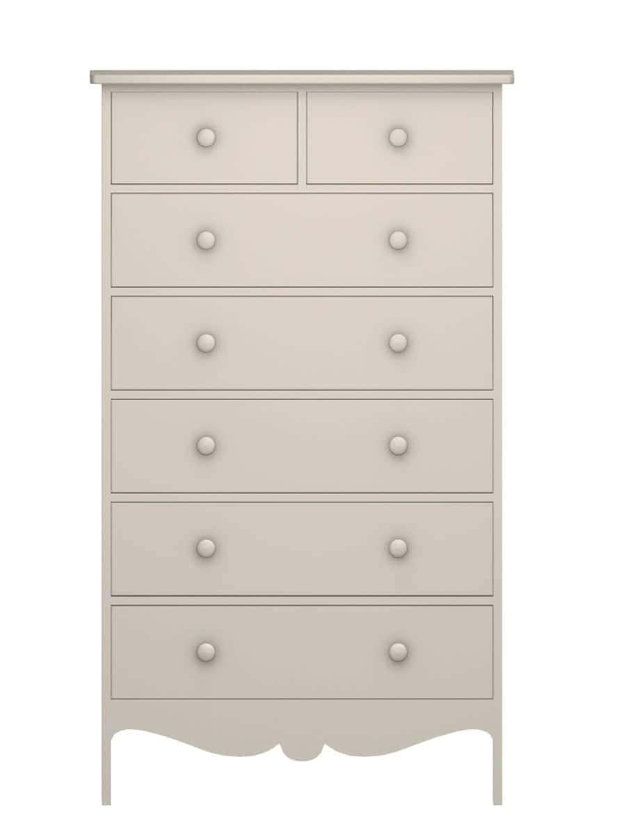 Rockland 6 Drawer Chest, 2 Top Drawers, Scroll Apron, Clay