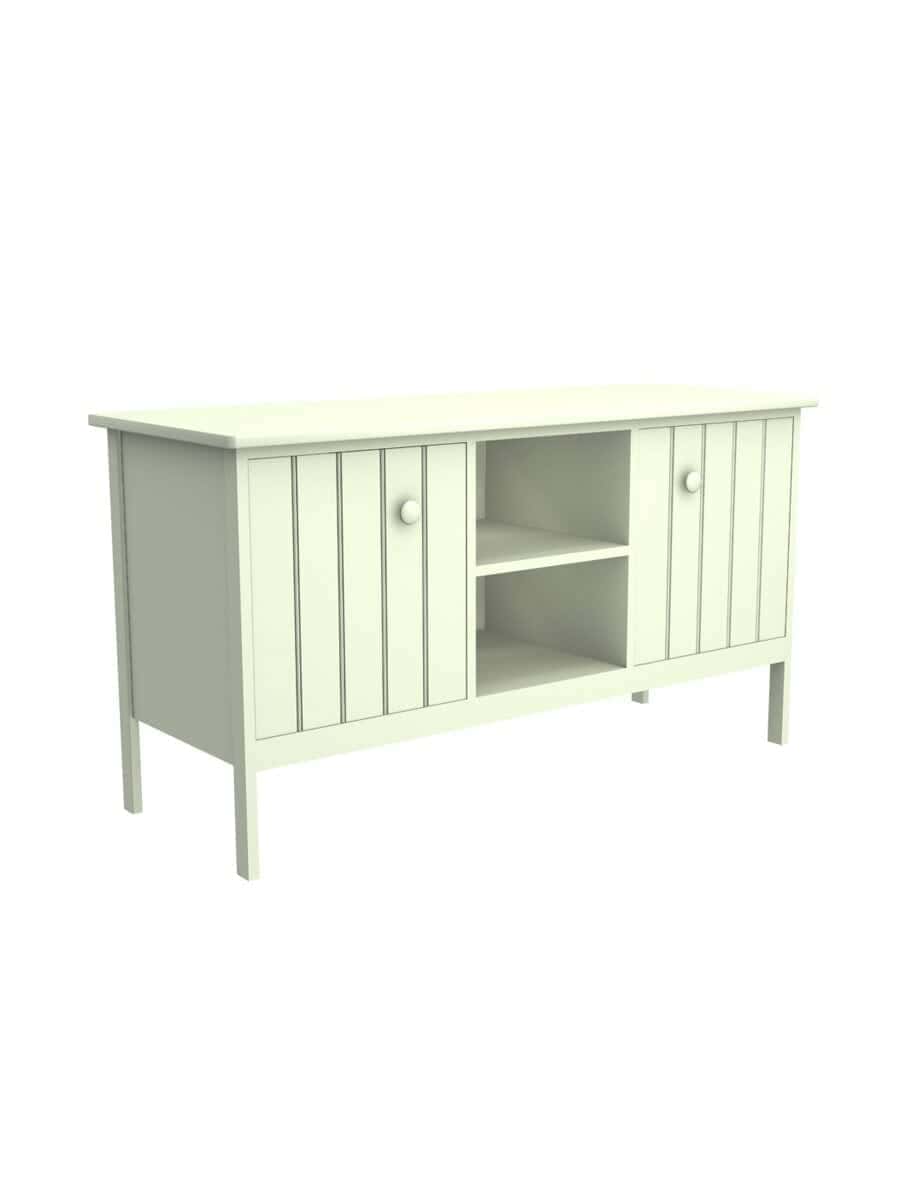 images Sebago TV Cabinet, Straight Apron, Wood Doors, Flat Interior Back Panel, Ivory