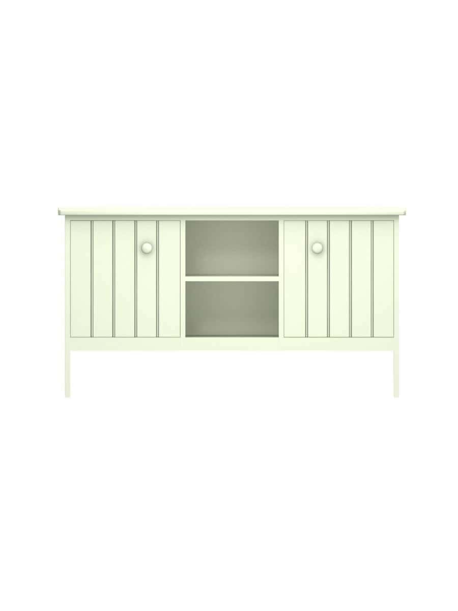 images Sebago TV Cabinet, Straight Apron, Wood Doors, Flat Interior Back Panel, Ivory