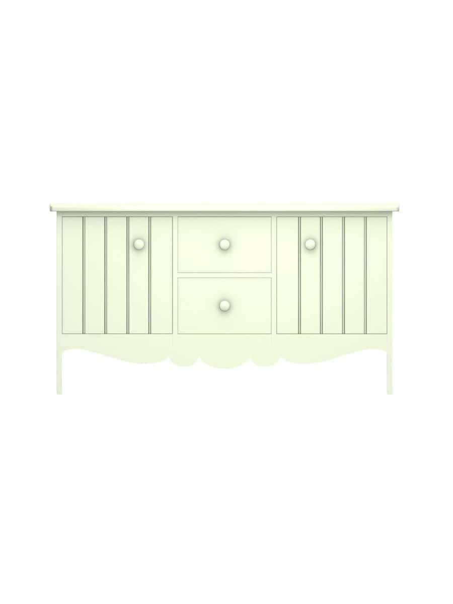 images Sebago TV Cabinet with 2 Drawers, Scroll Apron, Wood Doors, Ivory