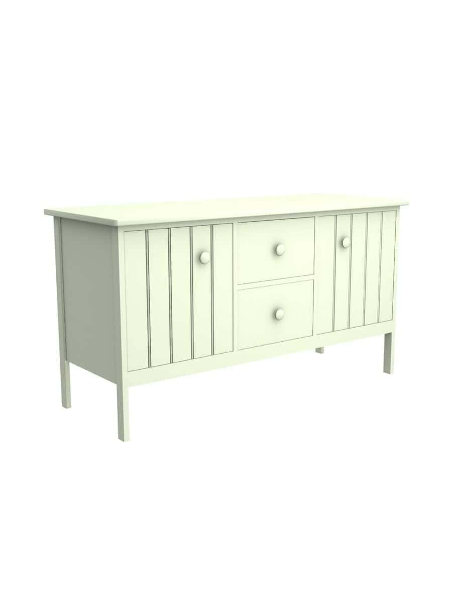 images Sebago TV Cabinet with 2 Drawers, Straight Apron, Wood Doors, Ivory